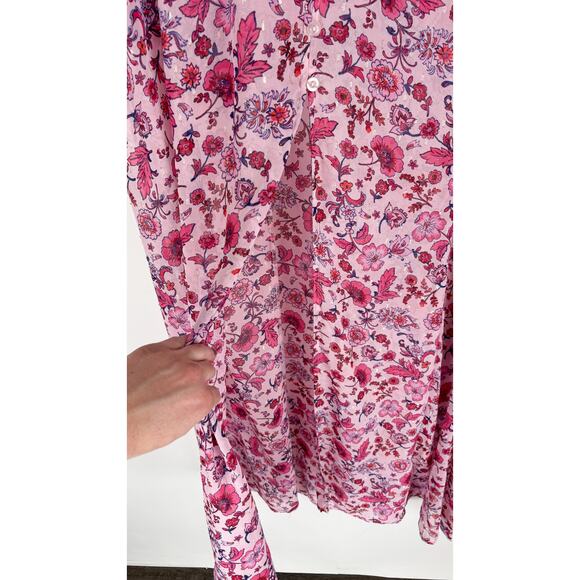 Torrid Chiffon Ruched Sleeve Kimono Sheer Floral Top Blouse Plus Size 2X Pink - Picture 8 of 10